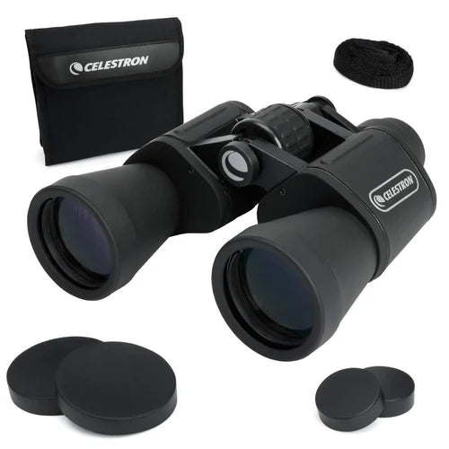 Celestron UpClose G2 10x50 Wide-Angle Porro Prism Binoculars with Multi-Coated Optics, Large 50mm Objective Lenses, Durable Rubber Armor Coating, Water-Resistant, Central Focusing Mechanism, Tripod Adaptability & Diopter Adjustment