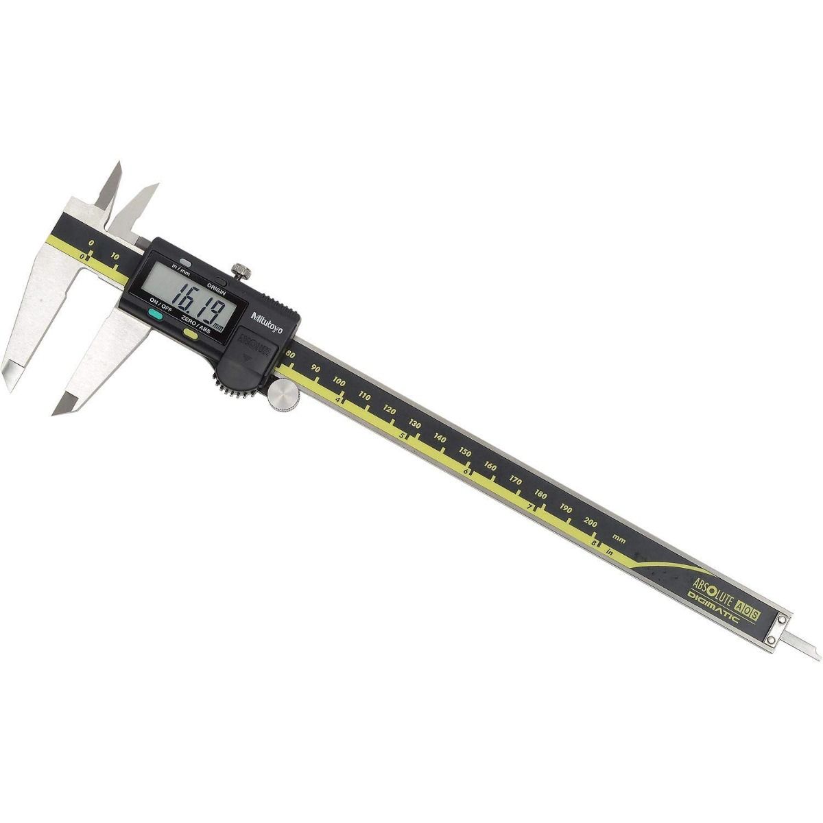 Mitutoyo High-Precision 500-197-20 Digital Vernier Caliper 200mm / 8 inch with Large LCD Display, Stainless Steel Construction, Dual Metric & Imperial Measurement System, Advanced Absolute Scale Technology, Zero Setting Function, VC-10