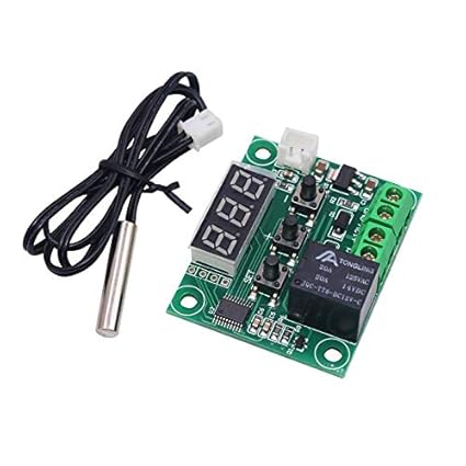 Real Instruments High-Precision W1209 Digital Temperature Controller with Adjustable Thermostat, LED Display, Wide Temperature Range, Relay Output and User-Friendly for Heating & Cooling Applications in DIY Projects, Incubators & Thermostatic Devices