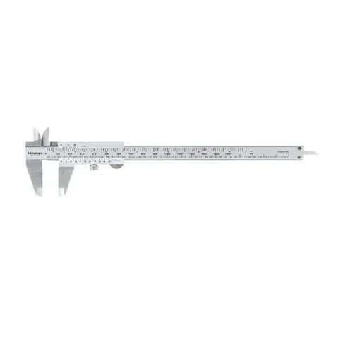 Mitutoyo Vernier Caliper 530-104, 6 Inch(0-150 mm) Stainless Steel Vernier Caliper with Metric & Imperial Scales for Accurate Internal, External, Depth, & Step Measurements, Featuring Laser-Etched Graduations, Screw Lock Mechanism, VC-12