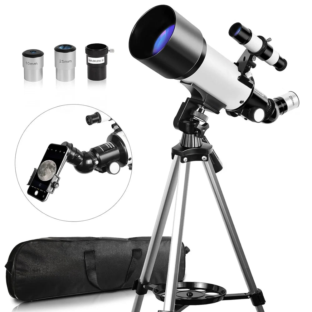 Celestron 70400 Telescope, 70mm Refractor Telescope with 400mm Focal Length, German Equatorial Mount, Optical Tube, Eyepieces, and Adjustable Tripod for Stargazing, Moon, Planet, and Star Cluster Observation