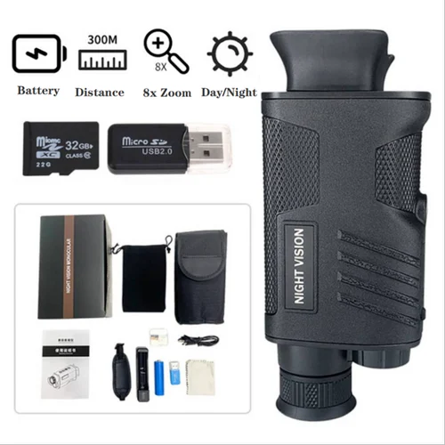 Real Instruments LG64 HD 1080P Infrared Night Vision Monocular Telescope 8X Digital Zoom 300m Viewing 1.54 Inch TFT High Sensitivity Night Goggles for Hunting Camping Wildlife Scenery, LG64