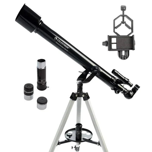 Celestron 60AZ Achromatic Refractor Telescope with 60mm Aperture, 700mm Focal Length, Altazimuth Mount, and Adjustable Aluminum Tripod for Beginner Astronomers and Terrestrial Viewing