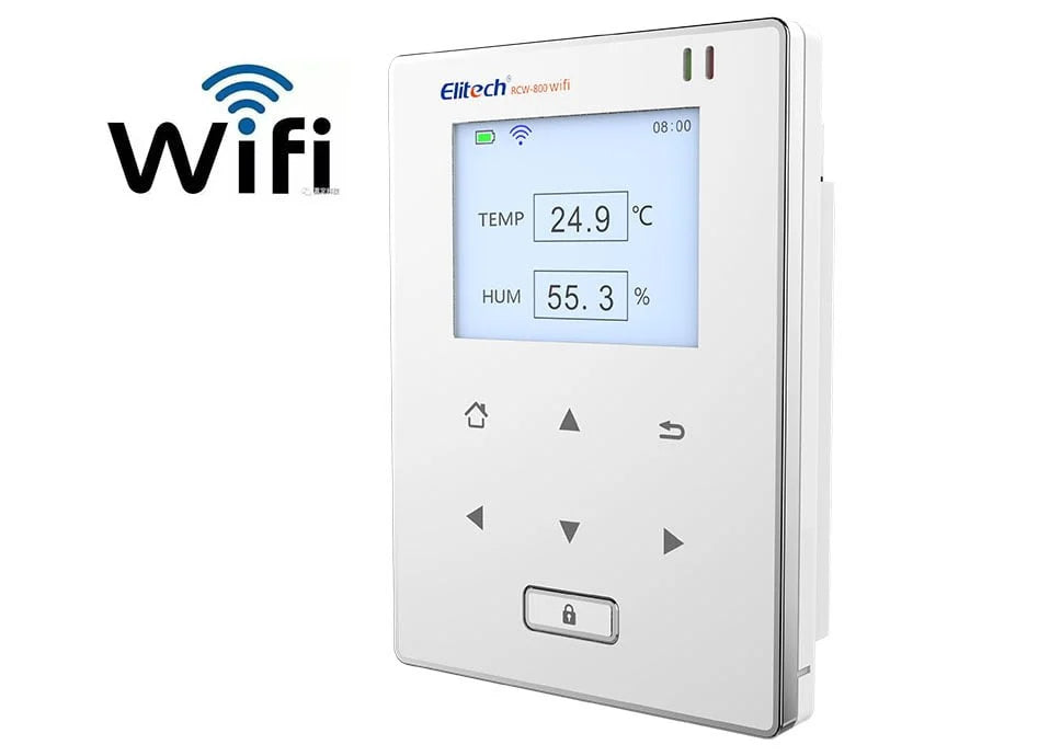 Real Instruments Elitech Wireless Digital Data Logger Remote Real-Time Temperature Monitor Cloud Data Storage SMS/Email/APP/Web Alarm, WiFi Dual External Temp Probe, RCW-800W-TDE(-40~176℉), RCW-800