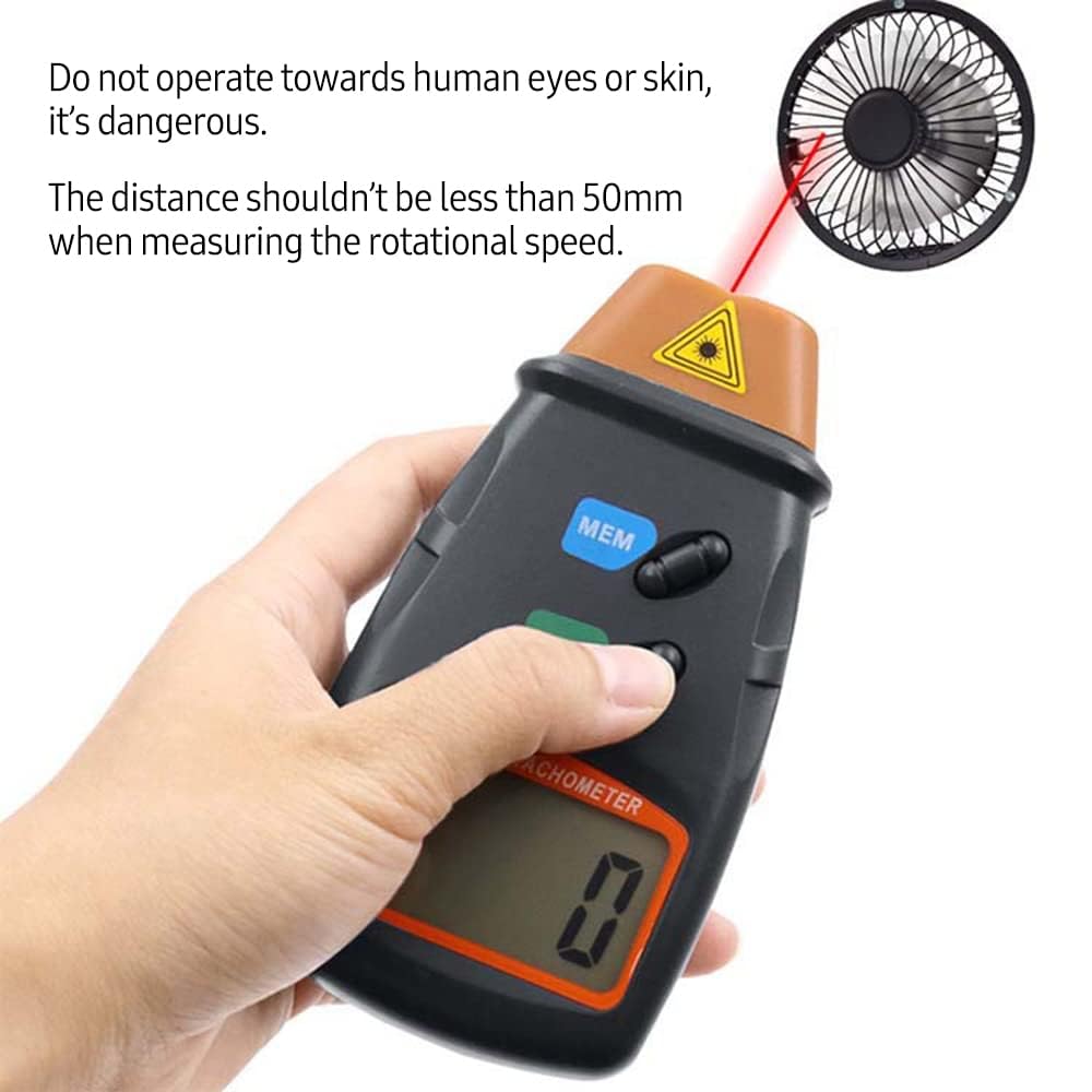 Real Instruments Digital LCD Laser Non Contact Photo Tachometer RPM Measurer Non Magnetic 2.5~99999 Speed Meter Tester Photoelectric Speedometer Laser Tachometer