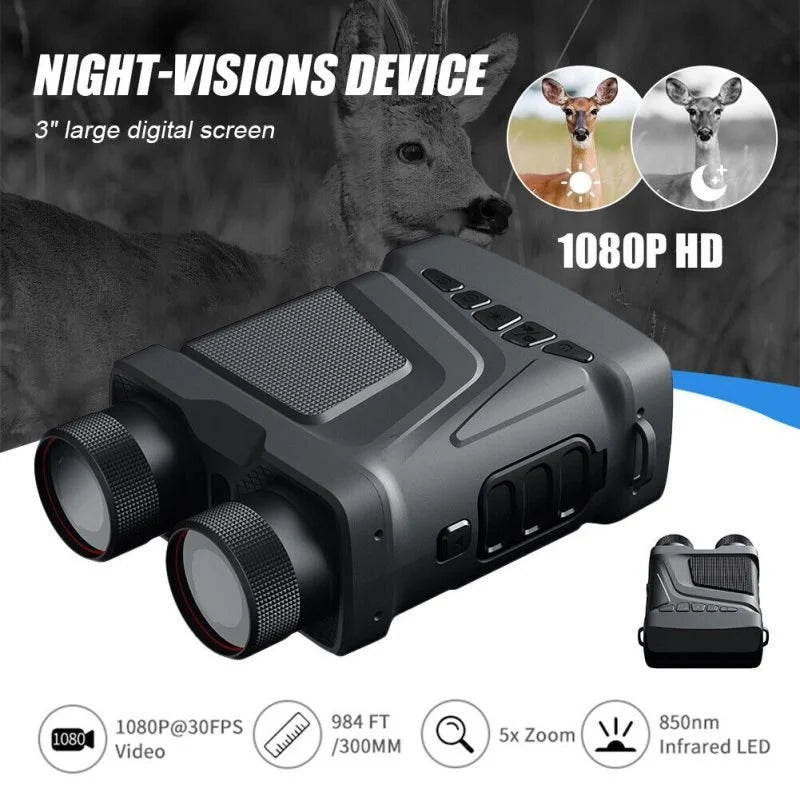 Real Instruments Night Vision Binoculars R12 Device Infrared 5X 1080P HD Night Vision Binoculars Level 7 Infrared Digital Zoom Telescope Night Goggles for Camping Surveillance Lightweight, Great Long Distance Viewing