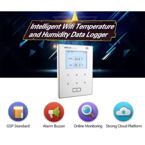 Real Instruments Elitech Wireless Digital Data Logger Remote Real-Time Temperature Monitor Cloud Data Storage SMS/Email/APP/Web Alarm, WiFi Dual External Temp Probe, RCW-800W-TDE(-40~176℉), RCW-800