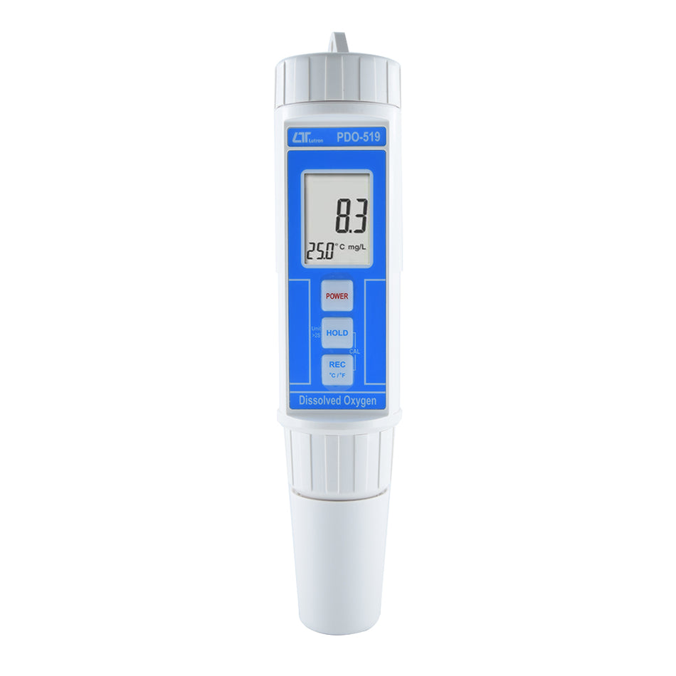 Lutron PDO-519 High-Precision Dissolved Oxygen Meter, Automatic Calibration, Polarographic Probe, Temperature Compensation, IP65 Splashproof Design for Water Quality Testing, Aquaculture, Environmental Monitoring & Laboratory Use