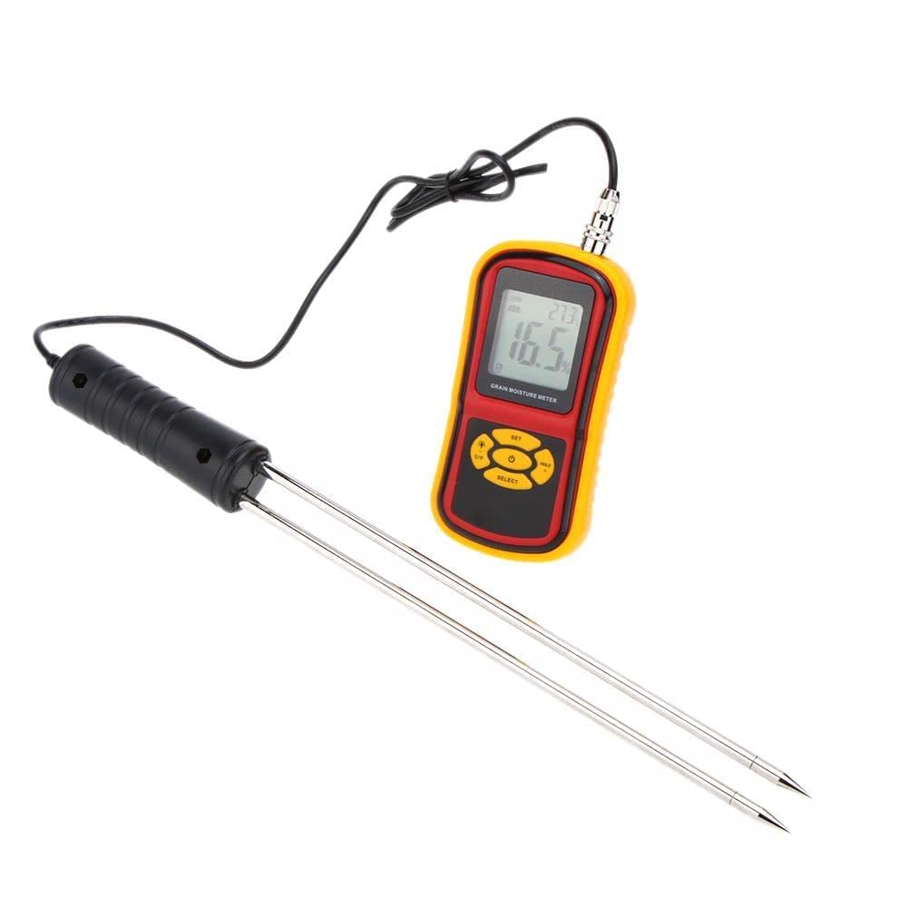 Real Instruments Grain Moisture Meter With Long Measuring Probe & Digital LCD Display For 8 Grains Moisture Testing Corn Soybean Wheat Rice Paddy Barley Fodder Rapeseed, Range 5~30% GMM-640