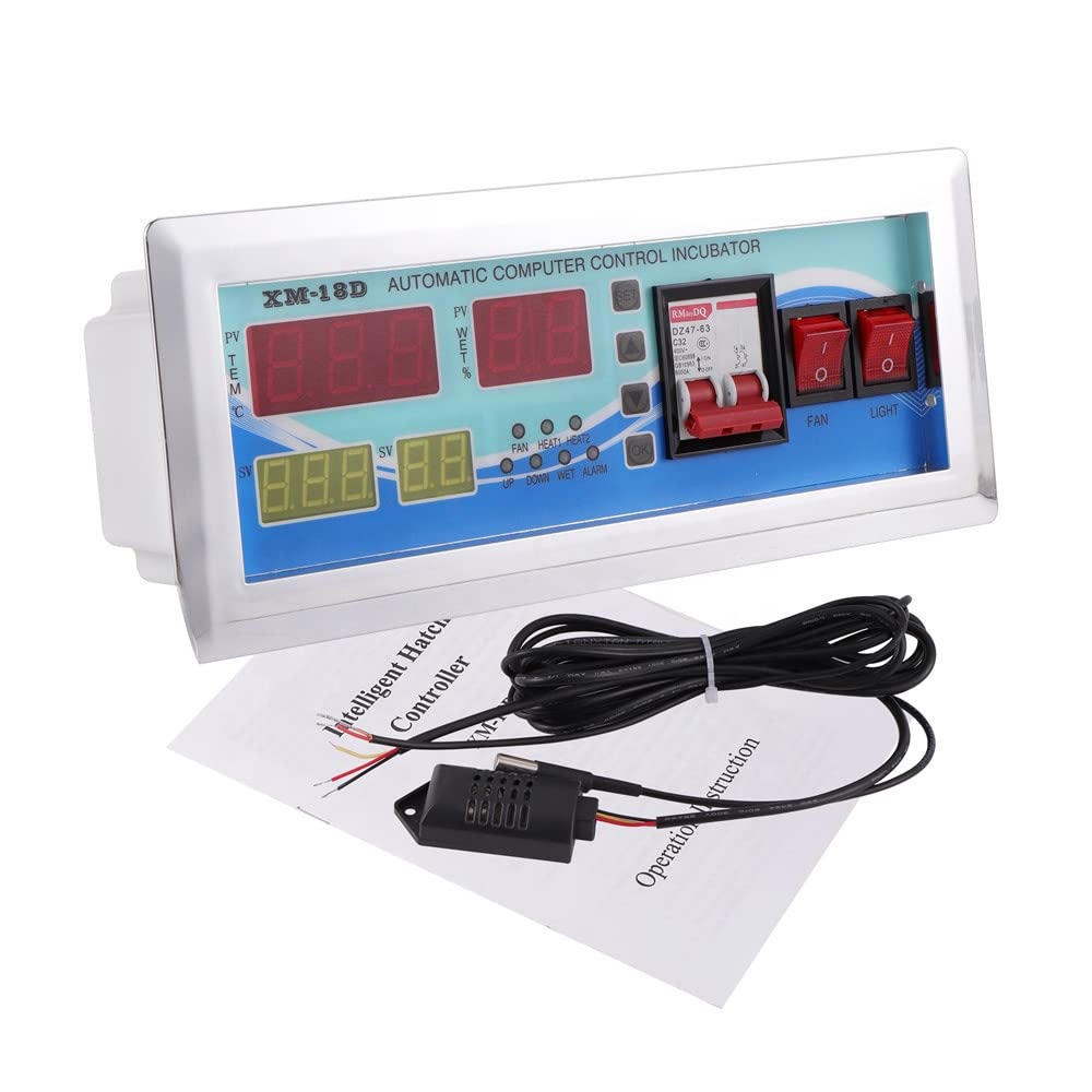Real Instruments XM-18D Digital Incubator with Precise Temperature & Humidity Control, Automatic Egg Turning, High-Precision Sensors, LCD Display, Alarm System, Energy-Efficient Operation & Programmable Functions for Poultry, Reptile & Bird Egg Hatching