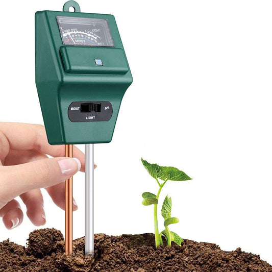 Real Instruments PH Meter for Soil Testing - New 3 in 1 Soil Moisture Sensor, Soil pH Meter for Agriculture & Solar Light Meter, Moisture Meter for Plants, Acidity Tester (SMM-3 (Square))