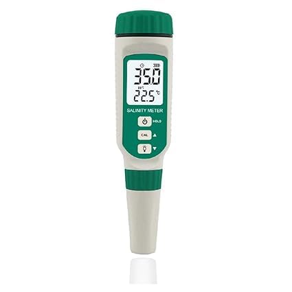 Real Instruments Digital Salinity Meter,0.00ppt-9.99ppt, 10.0ppt-50ppt Seawater Pool Aquarium Fish Multifunction Salinity Gauge,Electronic Waterproof Refractometer with ATC and Replaceable Probes