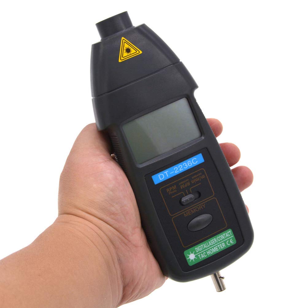 Real Instruments DT-2236C Digital Non Contact & Contact Tachometer Range 2.5 To 99999 Rpm Rotation Speed Measurement Non Magnetic Measure Speed Meter Tester Photoelectric Scale Speedometer Laser