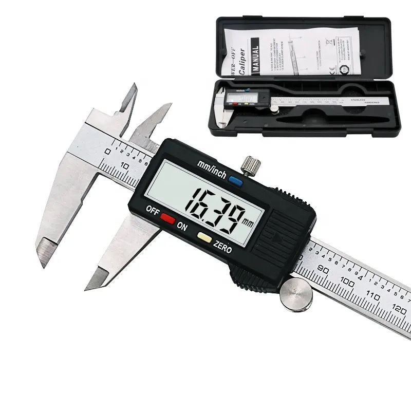 Real Intruments Digital Vernier Caliper 0-150mm/ 6 Inch with LCD Display, Dual Metric & Imperial Unit Conversion, Zero Setting Function, Stainless Steel Construction for Durability, Accurate Internal, External, Depth & Step Measurements, VC-01