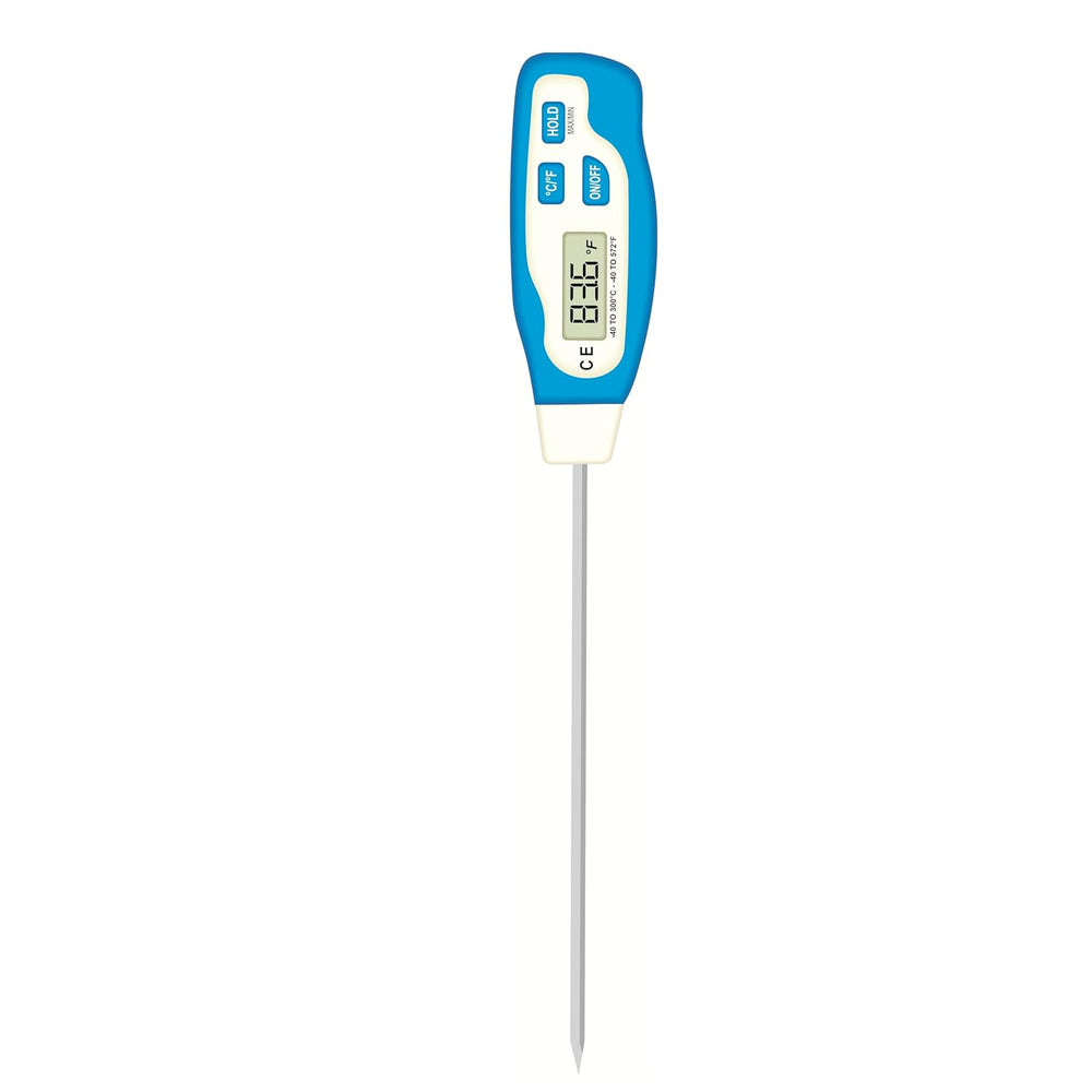 Real Instruments Instant Read Digital Meat Thermometer for Food, Bread Baking, Water, and Liquid. Waterproof and Long Probe with Meat Temp Guide for Cooking, Display with Backlit DTM-902