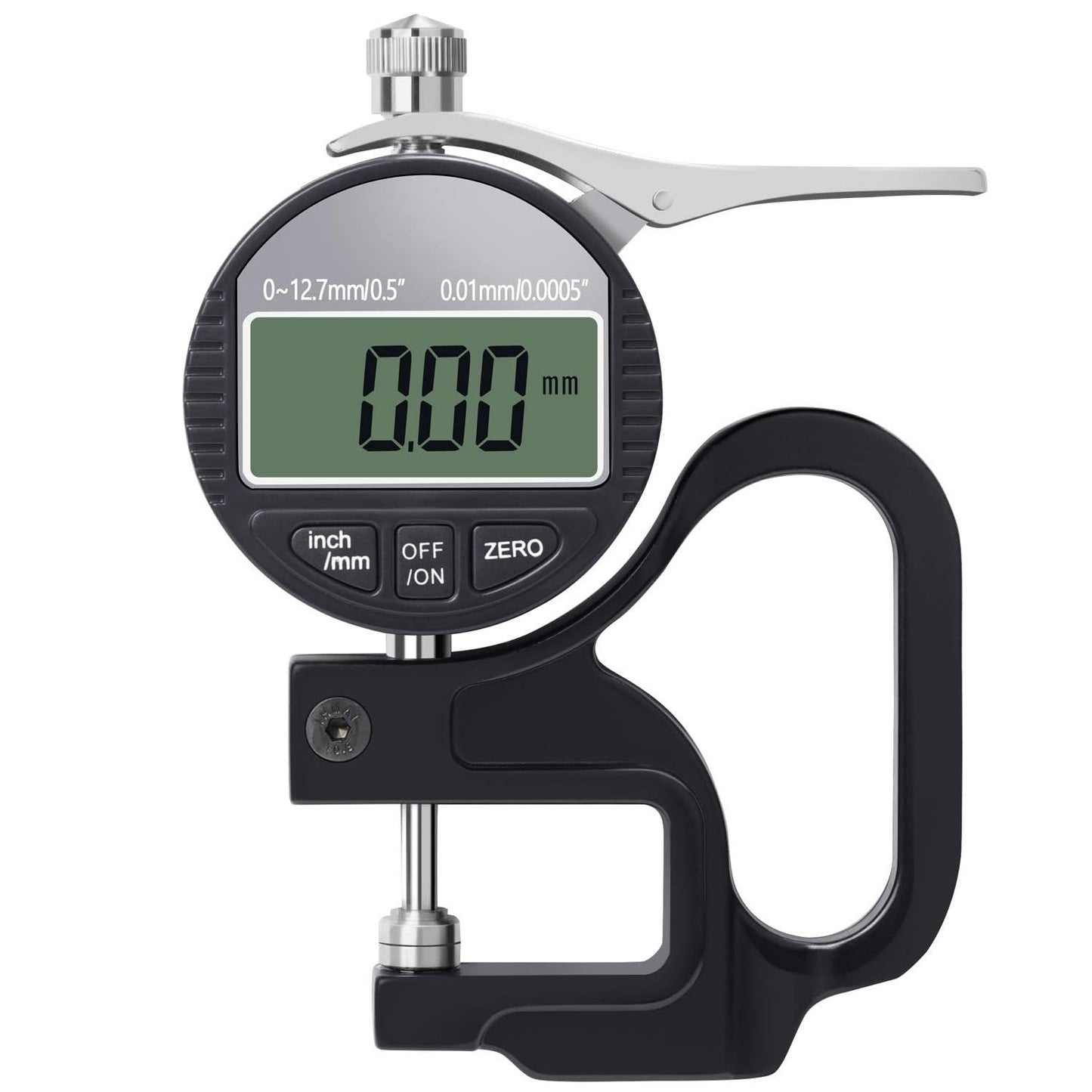 Real Instruments Digital Thickness Gauge Measuring Range 0-12.7mm, Accuracy 0.01mm Thickness Meter With LCD Display Inch/Metric, Suitable For Paper/Film/Leather/Wire Thickness Gauge