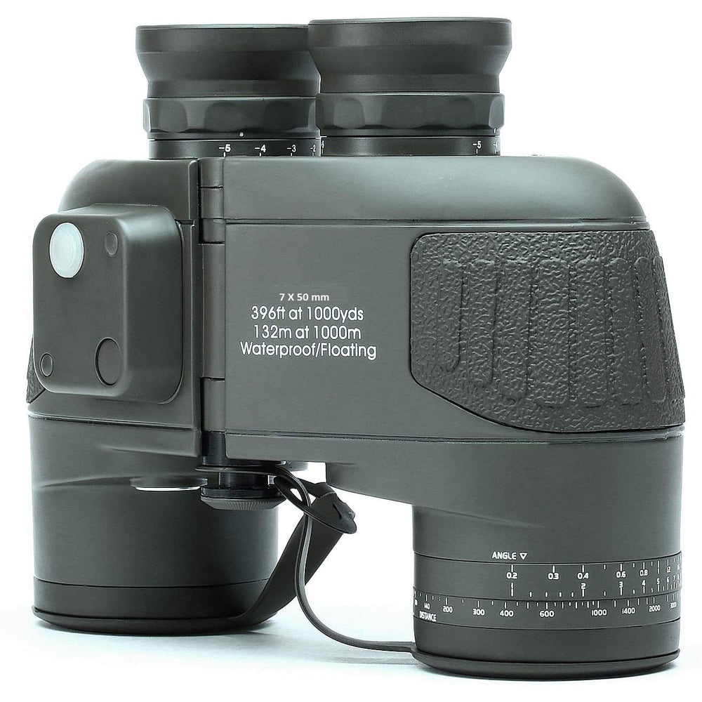 Real Instruments Military-Grade 7x50 Waterproof Binoculars with Built-in Compass & Rangefinder – Floating, Fog-Proof, Tactical Marine Optics