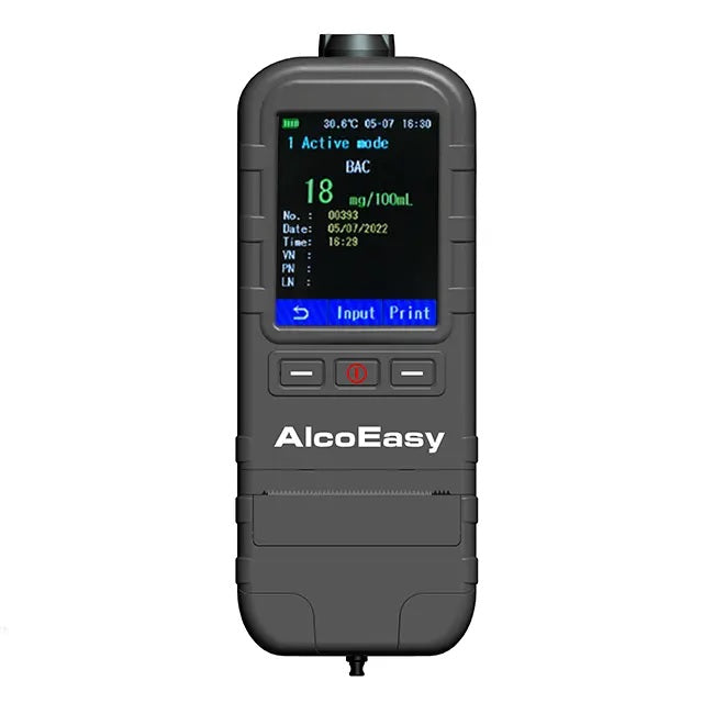 Real Instruments AlcoEasy A50 Digital Alcohol Breath Analyzer with Advanced Fuel Cell Sensor Technology, 2.8-Inch Full Graphic TFT Touch Screen Display, Integrated Thermal Printer, 20,000 Test Memory Capacity & Dual Active/Passive Measurement Modes, AT-22