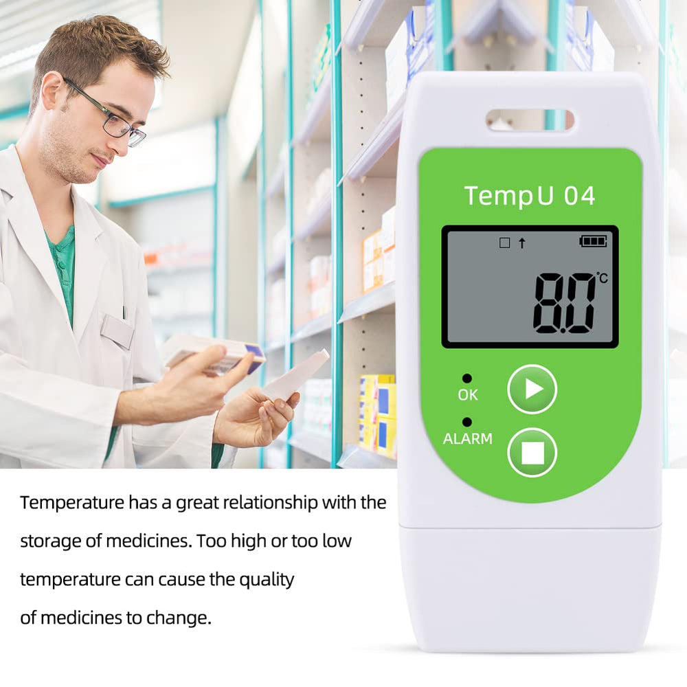 Real Instruments TempU04 USB Digital Temperature and Humidity Data Logger Temperature Monitor with 32000 Points Recording Multiuse Reusable Thermometer For Temperature Monitoring, Food Applications, Storage, Refrigerators - TempU04