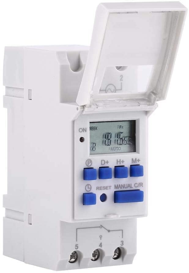 Real Instruments Digital LCD Power Programmable Timer Switch Relay 16A Amp Electronic Weekly 7 Days 16 On & Off Relay Timer Control AC 220V Din Rail Mount Timing Swtich