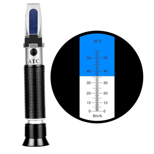 Real Instruments 0 To 55% Brix Refractometer For Fruit Juice Dual Scale Automatic With ATC