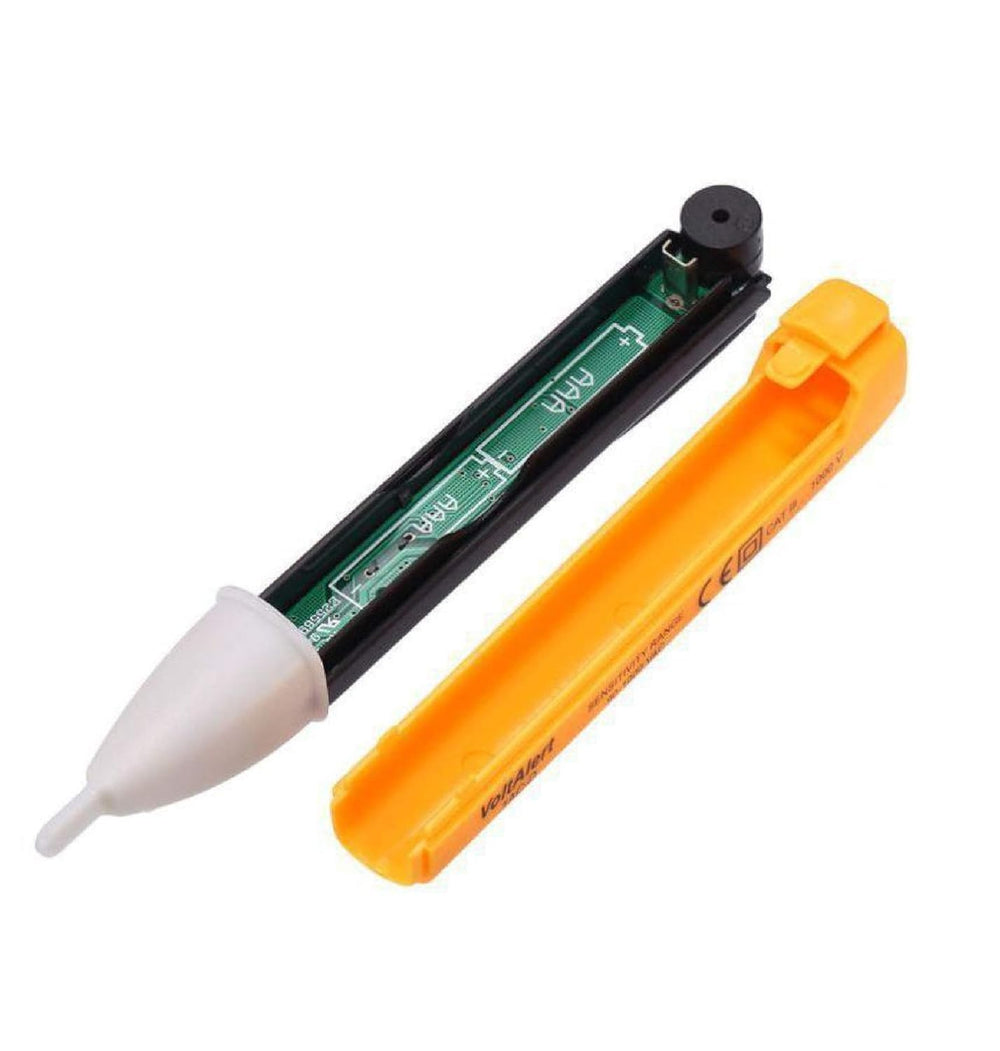 Real Instruments Voltage Tester 90~1000V AC Electric Voltage Power Detector Alert Sensor Tester LED Light Non-Contact Pen,Yellow (1) Battery Powered
