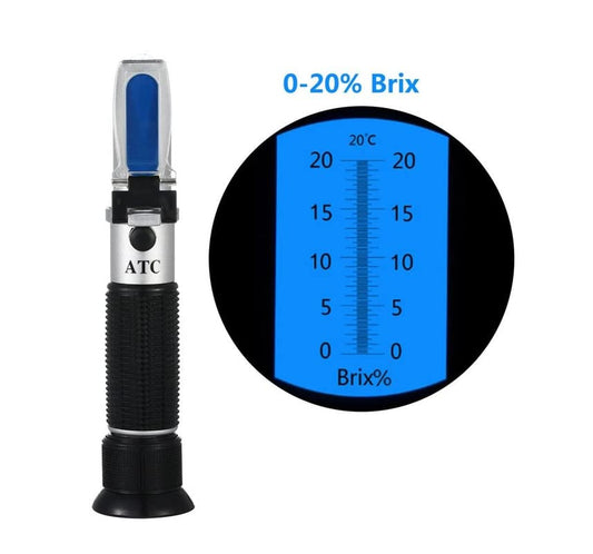 Real Instruments Professional Brix Refractometer 0-20% Accurate Portable Meter Instruments Handheld Refractometer For Honey Beer Fruit Juice Sugar Meter With Automatic Temperature Compensation