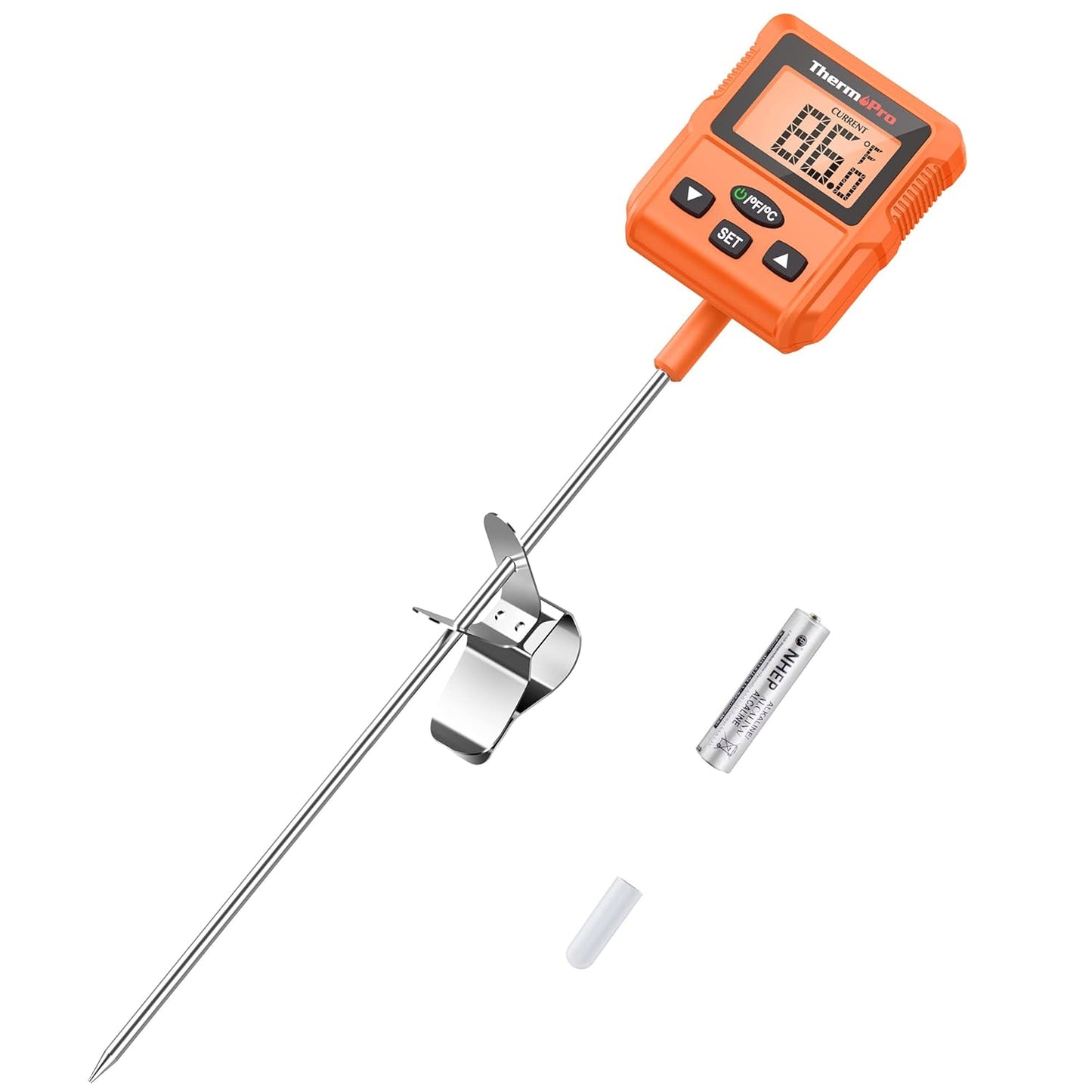 ThermoPro Plastic Tp511 Digital Instant Read Kitchen Food Thermometer,Deep Fry Candy Thermometer With Pot Clip & Backlight & 8" Long Probe Cooking Thermometer For Frying Oil,Liquids,Sugar,Meat,Bbq