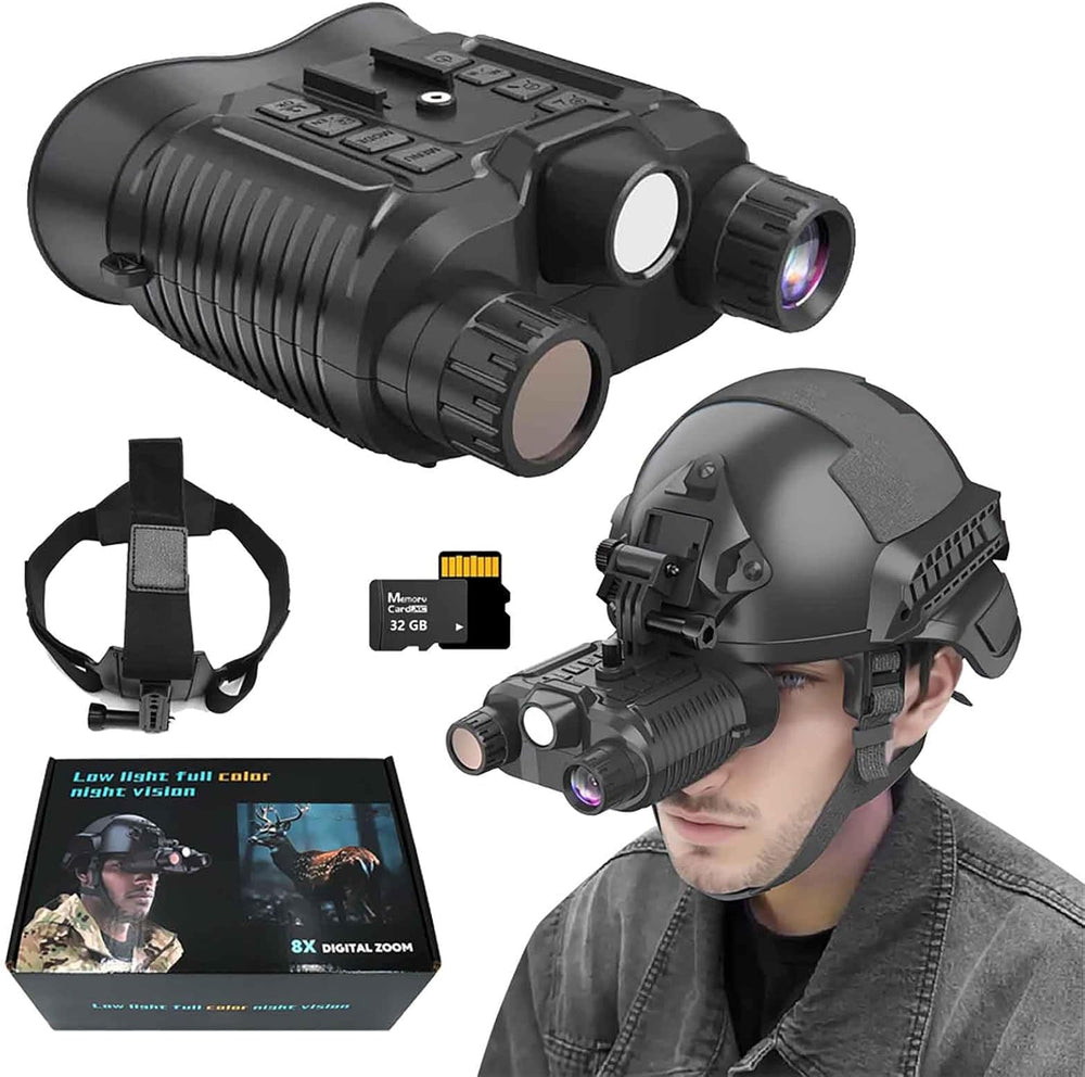 Real Instruments NV8161 Military Tactical Night-Vision Goggles Head Mounted Binoculars, 4K HD IR Night Vision Binoculars with 8X Digital Zoom, Save Photo and Video with 32GB Memory Card, Built-in 3000Mah Battery