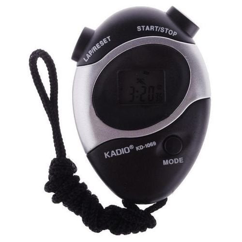 Real Instruments Kadio KD-1069 Digital Stopwatch with 1/100th Second Precision, 23-Hour Timing Capacity, Alarm and Date Function, 12/24 Hour Format, Lightweight Design with Neck Cord for Sports, Fitness, and Educational Use