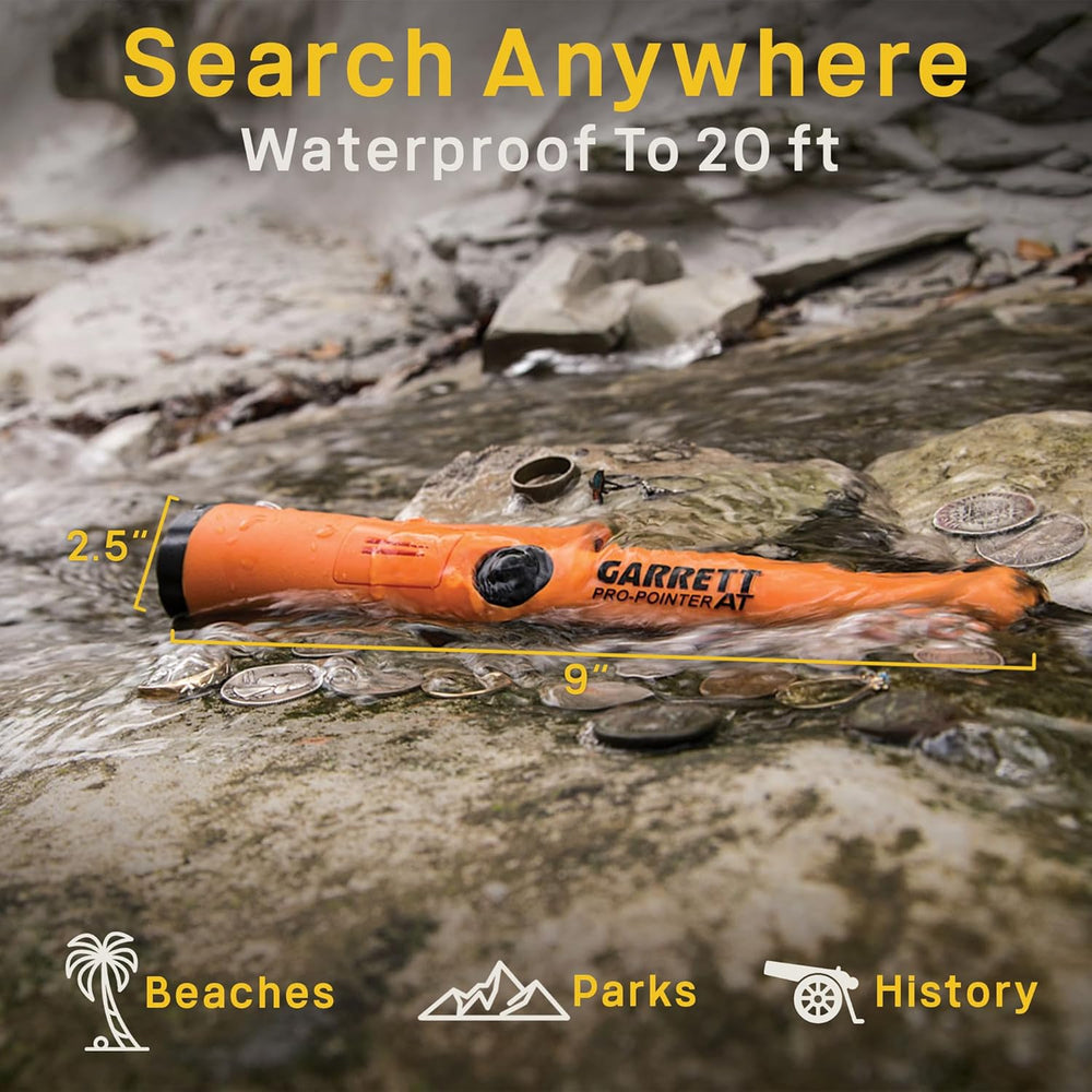 Garrett Metal Detector 1140900 Pro-Pointer with Adjustable Sensitivity, 6.5 kHz Frequency, 10-Inch Maximum Detection Depth, Waterproof, Audio & Visual Indicators, Ergonomic Handle, Lightweight for Treasure Hunting, Security & Outdoor Use
