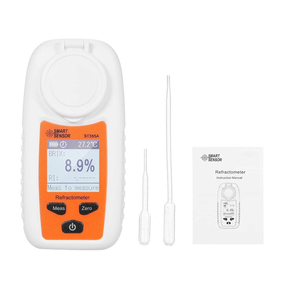 Real Instruments Digital Refractometer Smart Sensor ST355A Sugar Meter High Accuracy Portable 0-55% Test Range Fruit Juice Sweetness Tester For Fruit Sale Cool Drinks