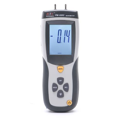 HTC PM-6202 High Precision Digital Manometer 5 PSI with Multi-Unit Pressure Measurement and Advanced Accuracy for Industrial, HVAC, and Scientific Applications