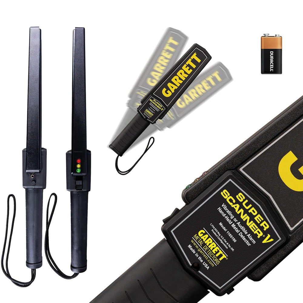 Garrett Hand Held Metal Detector 1165190 with High Sensitivity, 6.5 kHz Frequency, 10-Inch Detection Depth, Waterproof Multi-Tone Audio Alerts, LED Indicator Display for Treasure Hunting, Security Inspections & Outdoor Exploration