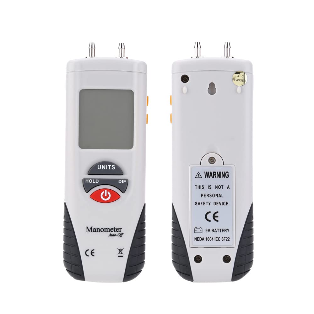 Real Instruments HT-1890 Digital Manometer Professional Differential Air Pressure Gauge u Tube kit electrometer 11 Selectable Units Data Hold Zero Adjustment LCD Backlight Display for Industry