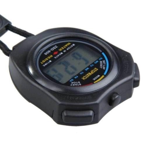 Real Instruments ZSD-808 Digital Stop Watch Waterproof Hand Held LCD Display Chronograph with Date, Time and Alarm Function for Sports Fitness Trainers and Referees Use