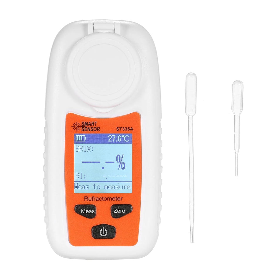 Real Instruments Digital Refractometer 0-35% Smart Sensor ST335A LCD Refractometer Handheld Honey Refractometer ATC Sugar Percent Tester Sugar Concentration Detector Sugar Solution Content Test Tool