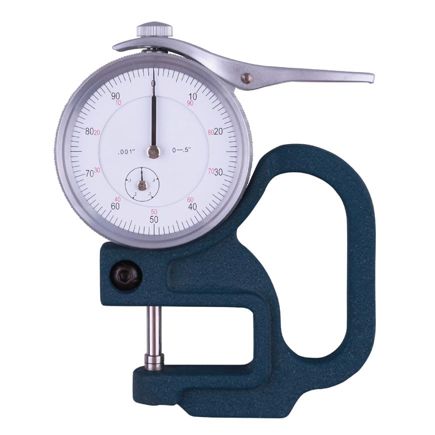 Real Instruments Thickness Gauge Lightweight Dial Thickness Gauge With Thumb Trigger Soft And Thin Materials With LCD Display Inch/Metric, Suitable For Paper/Film/Leather/Wire Thickness Gauge (ATG-01)