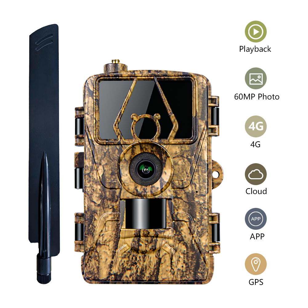 Real Instruments PR801LTE 4G Hunting Camera with 2.0 Inch Screen IP66 Waterproof 60MP CMOS Sensor 8K Night Vision 15-
