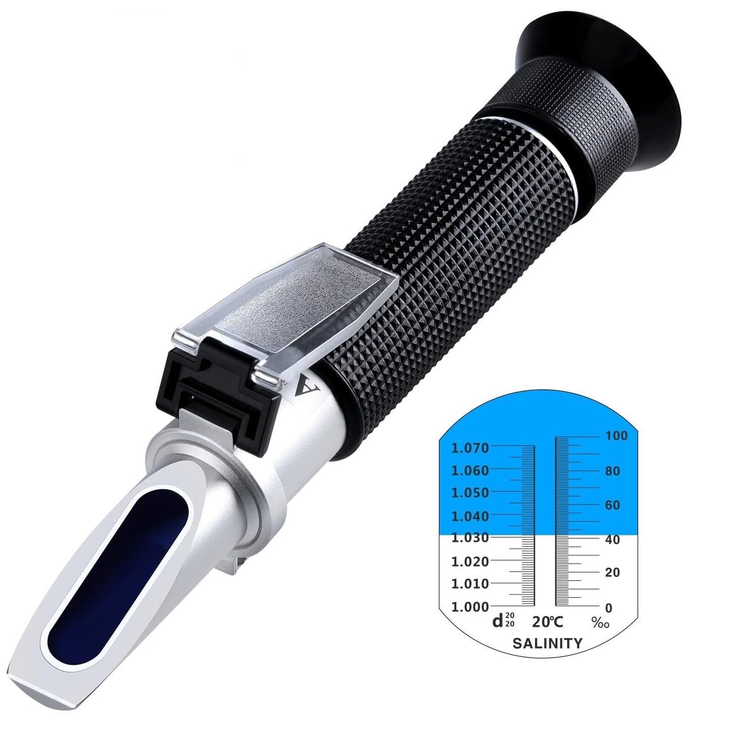 Real Instruments 0 To 100 PPT Salinity Refractometer For Seawater And Marine Fishkeeping Aquarium With Automatic Temperature Compensation ATC