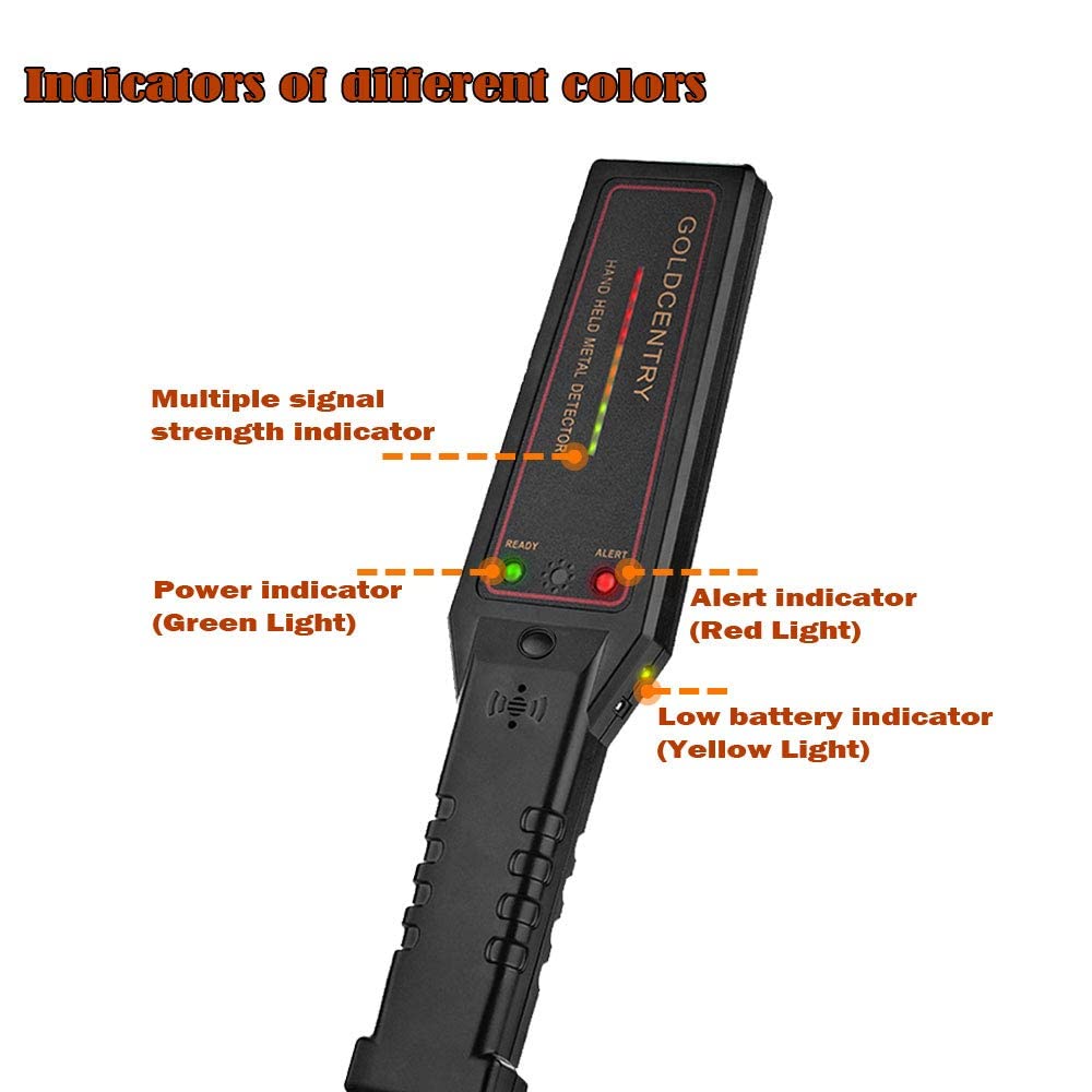 Real Instruments Metal Detector GC-1002 with Adjustable Sensitivity, 22 kHz High-Frequency Operation, 6-Inch Maximum Detection Depth, Audio and Visual Alerts, Lightweight Portable Design for Security, Treasure Hunting, and Industrial Applications