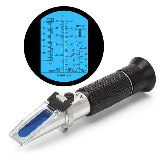 Real Instruments 6 In 1 Car Urea, Adblue, DEF Industrial Battery Fluid Exhaust Fluids Antifreeze Refractometer Ethylene Glycol, Propylene Glycol Freezing Point