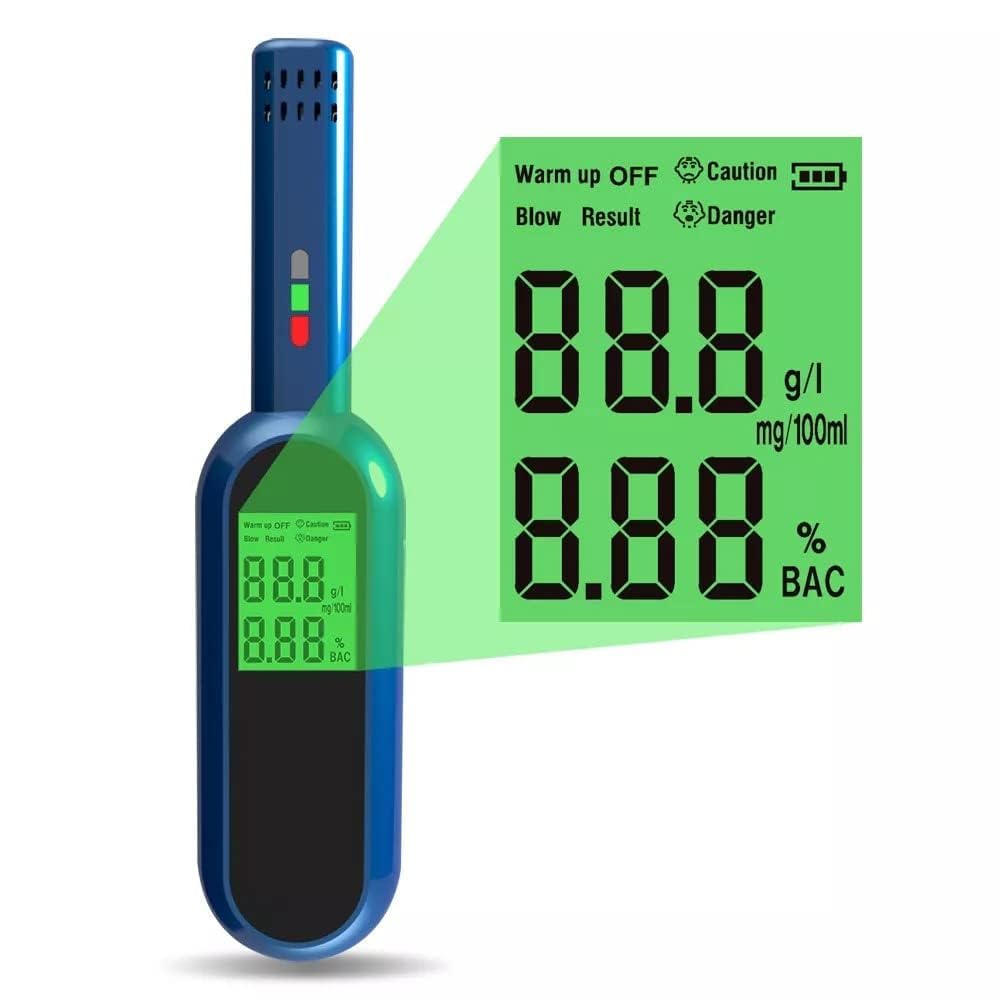 Real Instruments Digital Professional Alcohol Tester Breathalyzer Audible Alert Portable With LCD Display And Easily Rechargeable