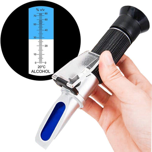 Real Instruments 0-80% V/V Alcohol Refractometer For Spirit Alcohol Volume Percent Measurement With Automatic Temperature Compensation for Distilled Beverages, Whiskey, Vodka, Gin, Tequila