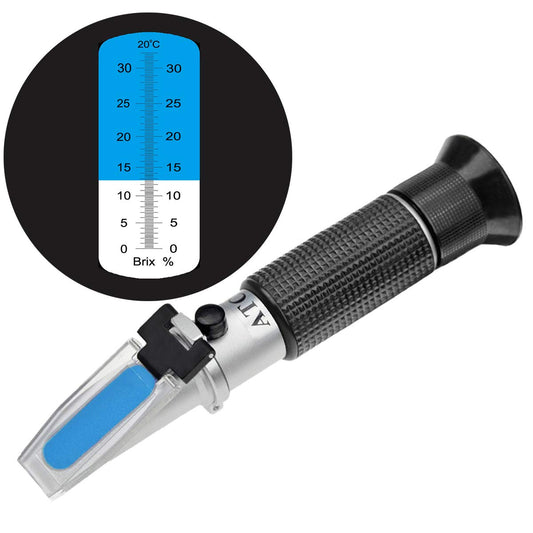 Real Instruments 0 To 32% Handheld Brix Refractometer Portable Brix Reader Tester For Measuring Sugar Content In Fruit, Saccharimeter Homebrew Beer Wort Wine Making Automatic Temperature Compensation