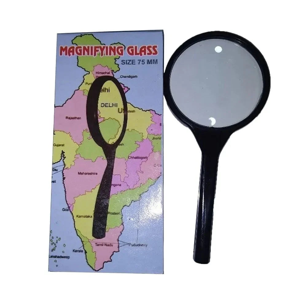 Real Instruments Magnifying Glass 5X with 75mm Optical-Grade Acrylic Lens, Compact and Lightweight Design, Ergonomic Handle, and Durable Anti-Scratch Coating for Reading, Inspection, Crafting, and Precision Applications