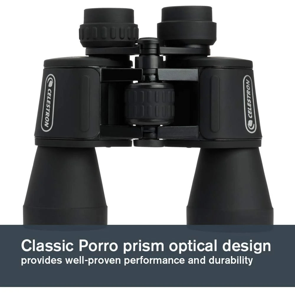 Celestron UpClose G2 10x50 Wide-Angle Porro Prism Binoculars with Multi-Coated Optics, Large 50mm Objective Lenses, Durable Rubber Armor Coating, Water-Resistant, Central Focusing Mechanism, Tripod Adaptability & Diopter Adjustment