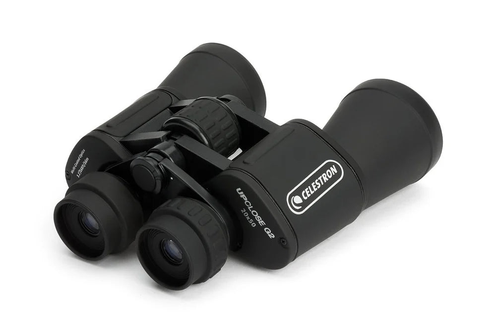 Celestron UpClose G2 20x50 High-Powered Porro Prism Binoculars with Multi-Coated Optics, Large 50mm Objective Lenses, Durable Rubber Armor Coating, Water-Resistant Design, Central Focus Wheel, Tripod Adaptability & Diopter Adjustment