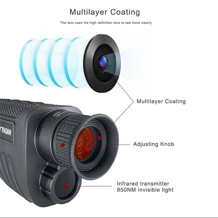 Real Instruments LG64 HD 1080P Infrared Night Vision Monocular Telescope 8X Digital Zoom 300m Viewing 1.54 Inch TFT High Sensitivity Night Goggles for Hunting Camping Wildlife Scenery, LG64