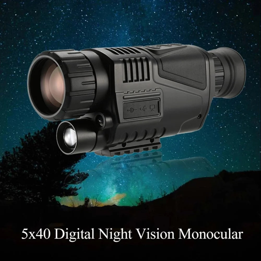 Real Instruments Night Vision Monocular NV300 with High-Definition 1080P Resolution, 5x Optical Zoom, Up to 8x Digital Zoom, 40mm Large-Diameter Objective Lens, 200M Viewing Distance, Built-in Infrared Illuminator, Simple Waterproof Design & Lightweight